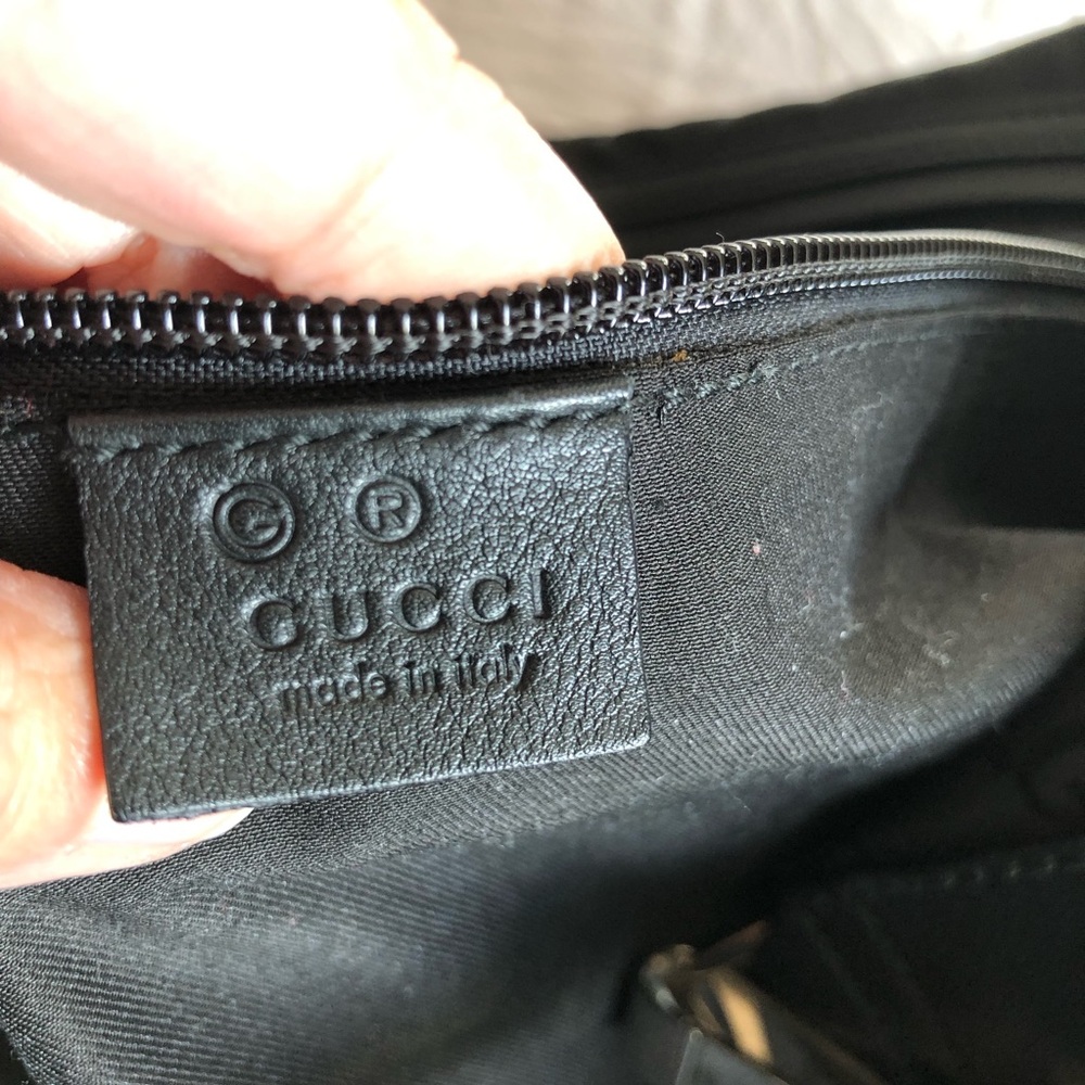 Rare Gucci Black GG Nylon & leather Extra Large Hobo Carry All weekend bag - Picture 9 of 13